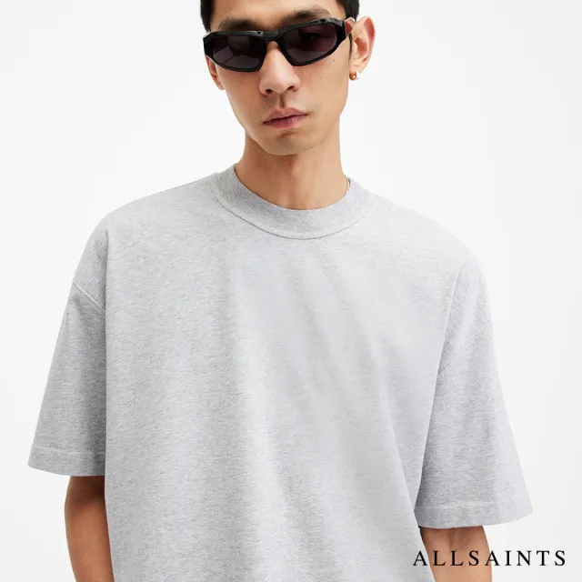 【ALLSAINTS】ISAC 舒適厚實寬鬆落肩純棉短袖T恤-灰 MD105V(寬鬆版型)