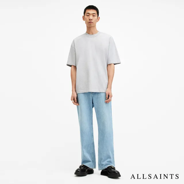 【ALLSAINTS】ISAC 舒適厚實寬鬆落肩純棉短袖T恤-灰 MD105V(寬鬆版型)