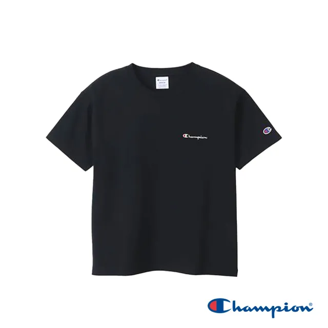 【Champion】官方直營-純棉刺繡LOGO短袖TEE-女(黑色)