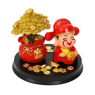 【發財樹】財神爺搖錢樹招財擺飾(聚寶盆 招財納福 開運 開幕禮物 桌面 居家裝飾 風水擺件 玄關 新年)