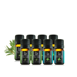 【Bonnie House 植享家】雙有機認證精油超值組(茶樹精油5ml*5+薄荷精油5ml*3)