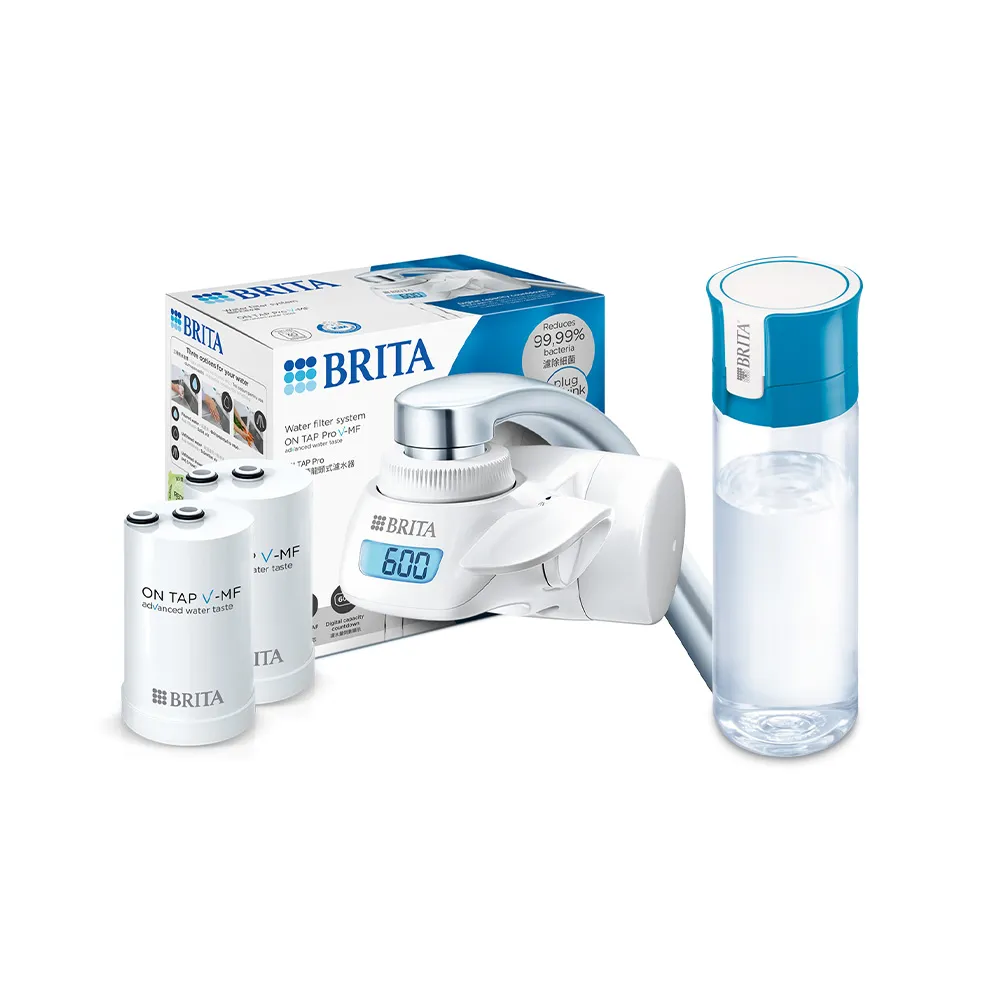 【BRITA】官方直營 ON TAP 5重濾菌龍頭式濾水器+1入濾菌濾芯_共2芯(附隨身瓶)