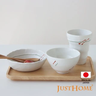 【Just Home】日本製手捏線條個人餐具3件組-杯 碗 盤