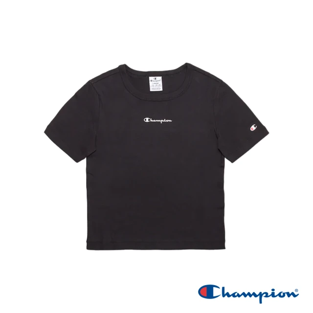 ChampionChampion 官方直營-純棉LOGO印花羅紋短袖TEE-女(黑色)