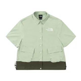 【The North Face】北面UE女款綠色防潑水短袖襯衫｜886GI0G