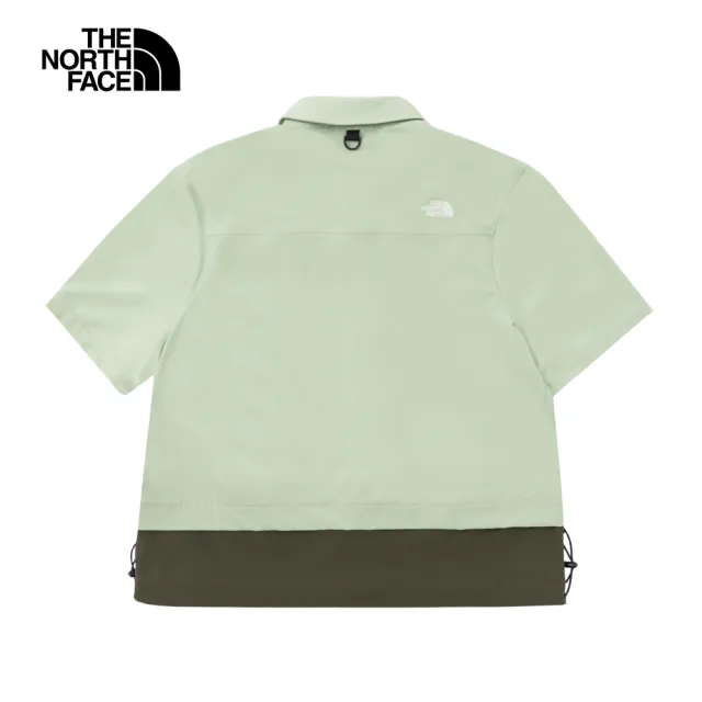 【The North Face】北面UE女款綠色防潑水短袖襯衫｜886GI0G