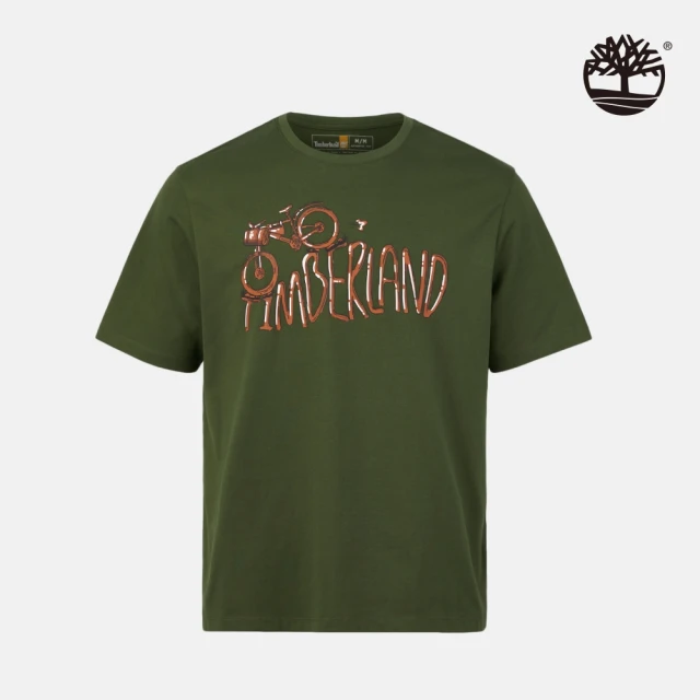 Timberland 中性綠色背後圖案短袖T恤(A2P4ME