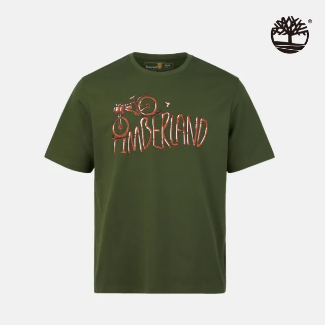 【Timberland】中性綠色圖案短袖T恤(A2P6XEIN)