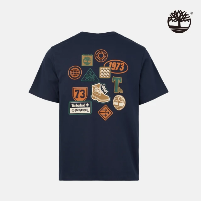 Timberland 中性深寶石藍背後圖案短袖T恤(A2NZ