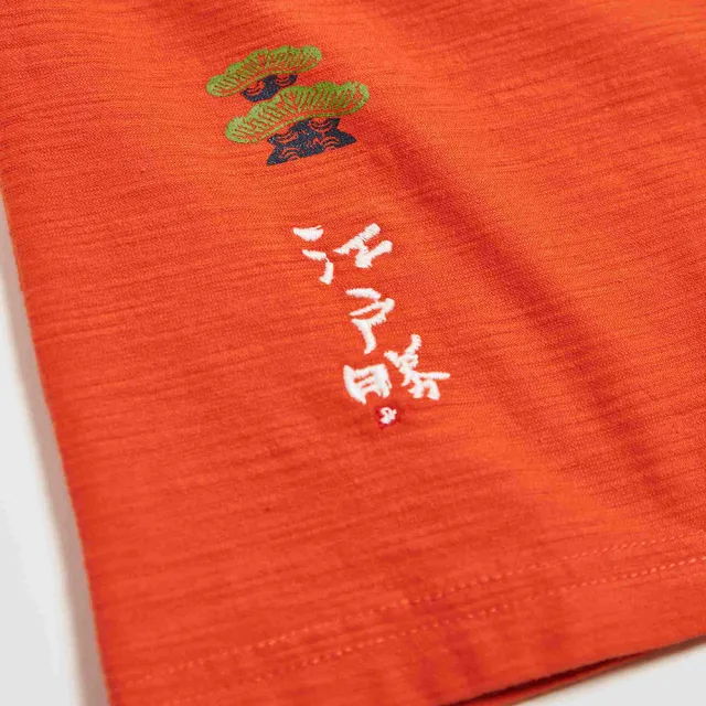 【EDWIN】江戶勝 女裝 七富士山短袖T恤(桔色)