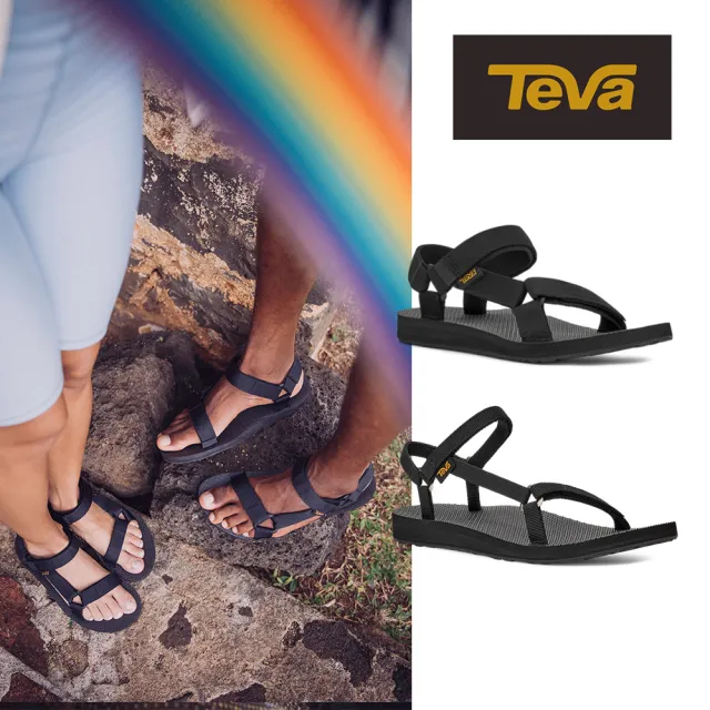 【TEVA】男/女涼鞋 經典緹花織帶涼鞋/雨鞋/水鞋/海灘鞋 Original Universal Slim 原廠(經典黑色任選)