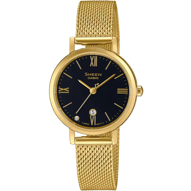 【CASIO 卡西歐】SHEEN 優雅米蘭帶石英女錶 過年送禮 禮物 推薦(SHE-4540GM-1A)