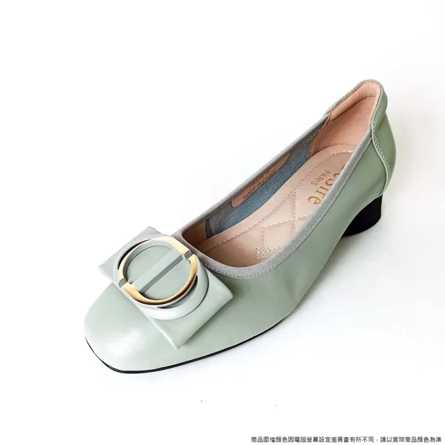 【DeSire】質感真皮金屬飾釦低跟鞋-灰色(1137014-94)