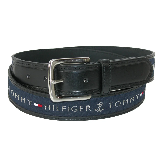 Tommy Hilfiger Tommy Hilfiger 帆布文字 真皮 皮帶 腰帶 厚實質感 大尺碼 湯米 保證正品(腰帶)