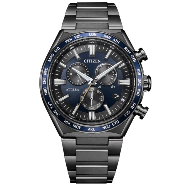 FOSSIL Blue 漸層藍海GMT手錶 黑色矽膠錶帶 4