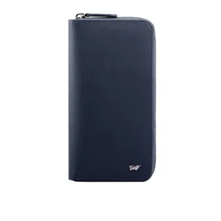 【BRAUN BUFFEL 德國小金牛】聖誕禮盒 交換禮物 台灣總代理 HOMME-M 21卡拉鍊長夾-深藍(BF306-305-MAR)