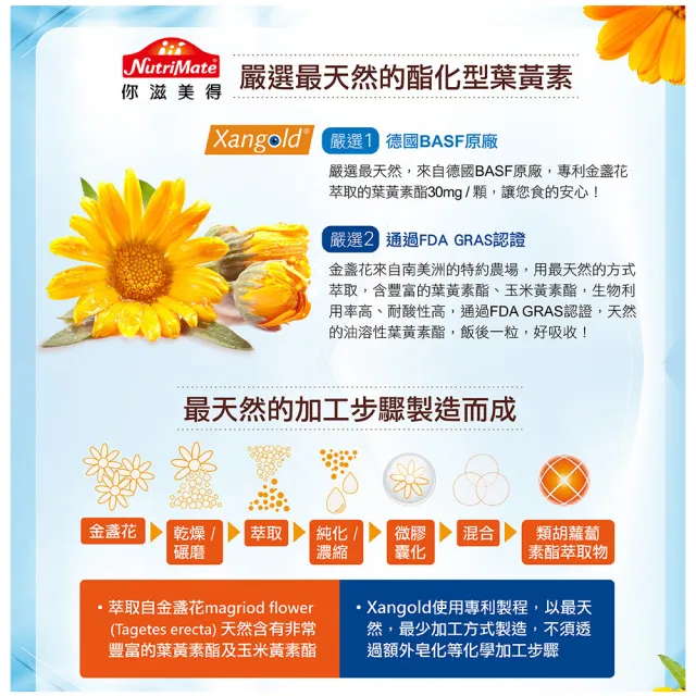 【Nutrimate 你滋美得】愛明晶萃 葉黃素+蝦紅素雙效配方6入組(共180顆、酯化型、金盞花、維生素A)