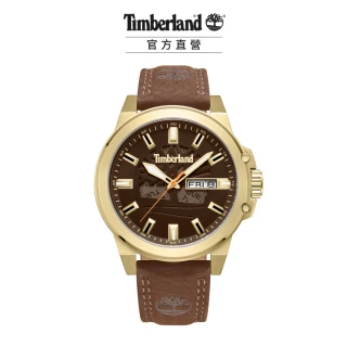 【Timberland】男錶CANFIELD系列 DAY-DATE多功能腕錶 皮帶-棕色46mm(TDWGB0040803)