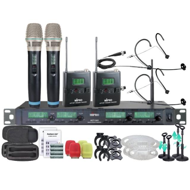 【MIPRO】MIPRO ACT-343 四頻道UHF 無線麥克風 搭配手持*2+頭戴*2(音響設備)