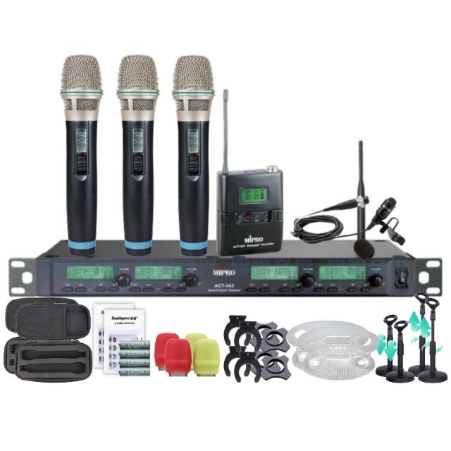 【MIPRO】MIPRO ACT-343 四頻道UHF 無線麥克風 搭配手持*3+領夾*1(音響設備)