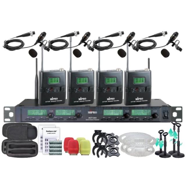 【MIPRO】MIPRO ACT-343 四頻道UHF 無線麥克風 搭配領夾麥克風*4(音響設備)