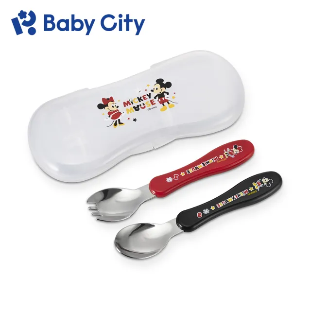 【BabyCity娃娃城 官方直營】迪士尼不鏽鋼餐具組(米奇.米妮)