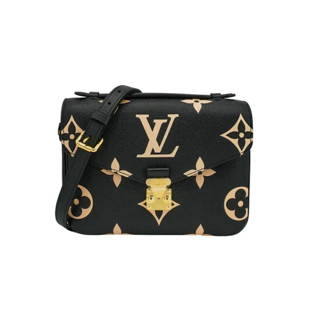 【Louis Vuitton 路易威登】Pochette M☆tis 壓花粒面牛皮雙色郵差包(M45773-黑)