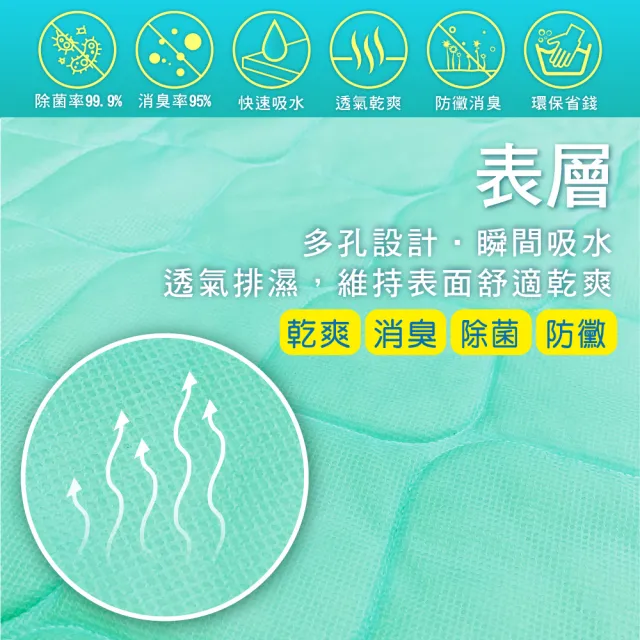 【SK不漏潔】消臭除菌居家護理保潔墊-單人床 90x180cm(日本SEK抗菌、防黴、消臭認證看護墊)