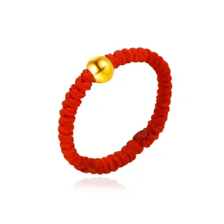 【金緻品】黃金蠟繩戒指 小金珠 0.03錢(純金綁繩戒指 亮球 金球 可愛 紅繩 手工繩 幸運繩 硬金工藝)