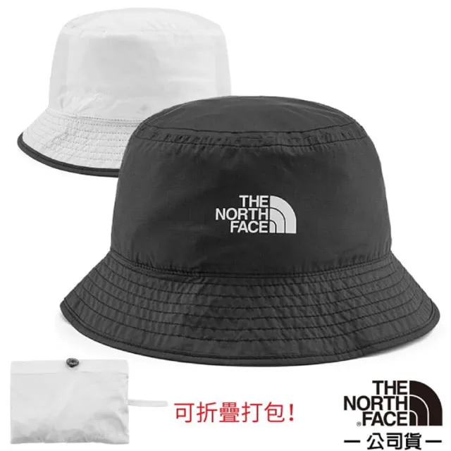 【The North Face】雙面 SUN STASH 抗UV 漁夫帽.圓盤帽.遮陽帽.吸濕排汗防曬帽(CGZ0-KY4 黑/白 N)