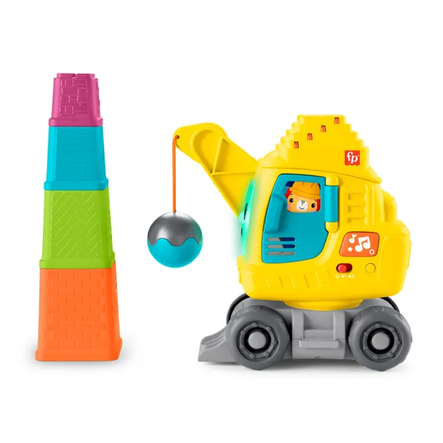 【Fisher price 費雪】數字堆疊工程車組(玩具車/彌月禮/啟蒙玩具/嬰兒玩具)