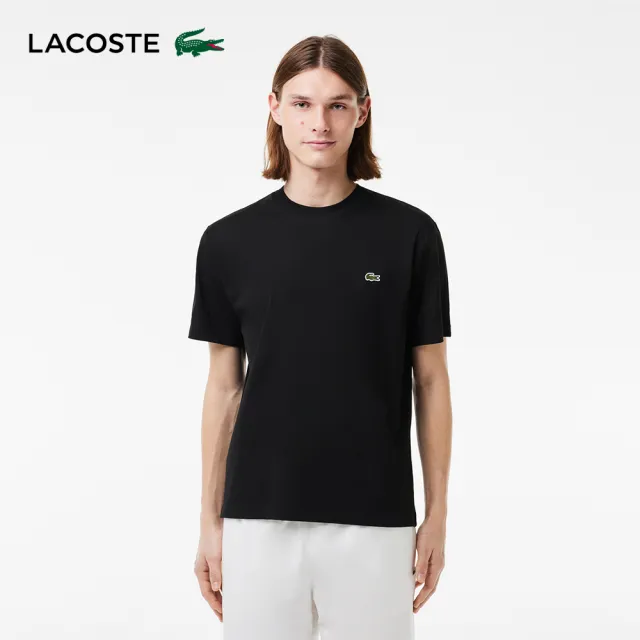 【LACOSTE】男裝-經典版型logo棉質短袖T恤(黑色)