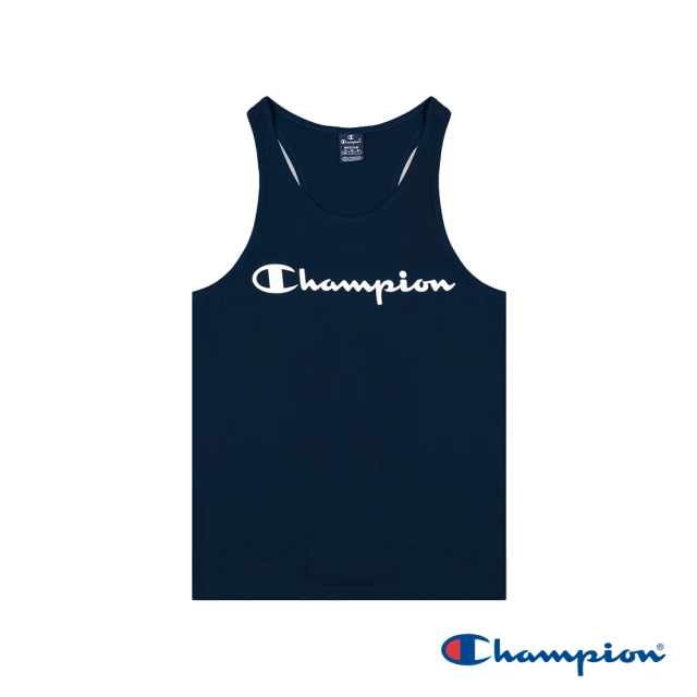 Champion 官方直營-100%棉草寫LOGO印花坦克背心-男(深藍色)