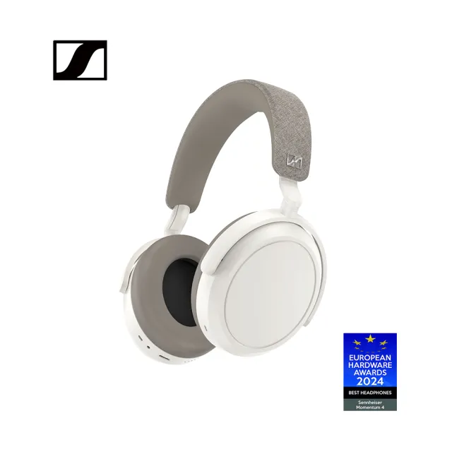 【SENNHEISER 森海塞爾】Momentum 4 Wireless 主動降噪耳罩式藍芽耳機 白色(獲2024歐洲硬體大獎最佳耳機)