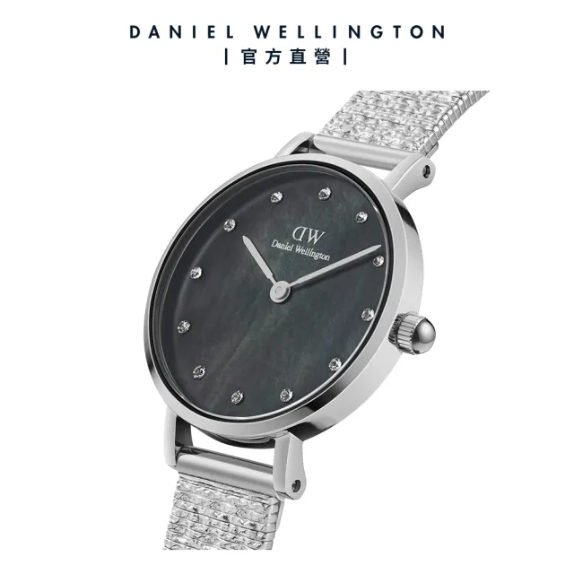 【Daniel Wellington】DW 手錶 Petite Lumine 28mm-星辰系列貝母盤麥穗鋼琴錶-星辰黑(三色 DW00100595)