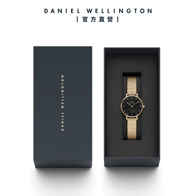 【Daniel Wellington】DW 手錶 Petite Lumine 28mm-星辰系列貝母盤麥穗鋼琴錶-星辰黑(三色 DW00100595)