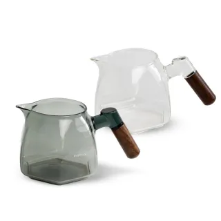 【Matrix】胡桃木手柄鑽型玻璃分享壺 600ml(手沖咖啡/分享壺/耐熱玻璃/量杯/咖啡壺/分享杯)