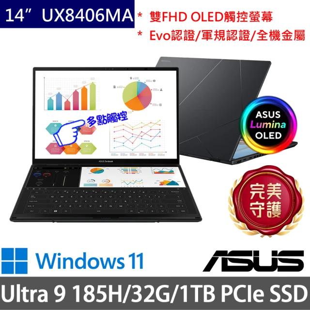 ASUS 華碩 14吋Ultra 9輕薄AI筆電(Zenbook UX8406MA/Ultra 9 185H/32G/1TB SSD/Win11)