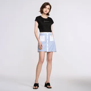 【MOMA】清新小香風格紋短裙(藍色)