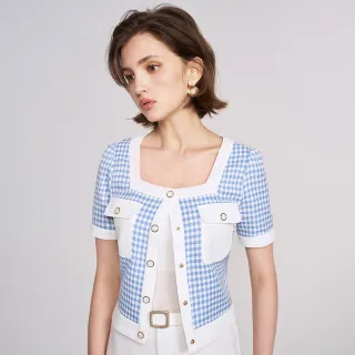 【MOMA】清新小香風格紋上衣(藍色)
