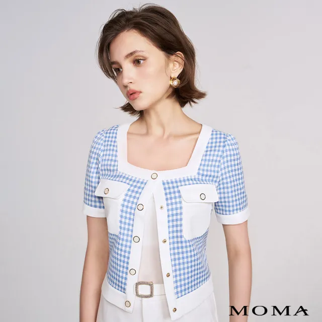 【MOMA】清新小香風格紋上衣(藍色)