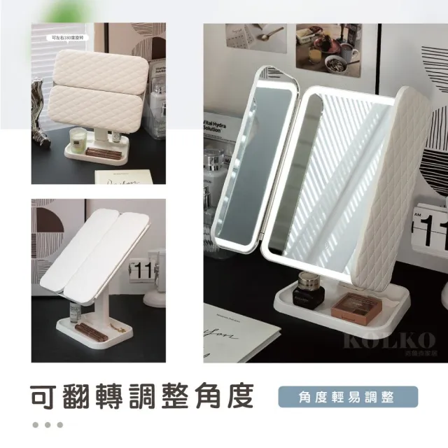 【Clook 鹿客家居】LED補光燈化妝鏡(USB充電式 梳妝鏡 美妝鏡  帶燈鏡)