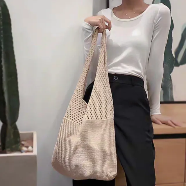 【zozo】雙11 2入組 韓國ins鏤空針織托特包(5色可選/包袋/手提包/編織包)