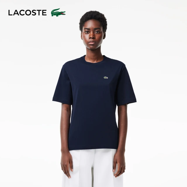 【LACOSTE】女裝-寬鬆版型輕質素色短袖T恤(海軍藍)