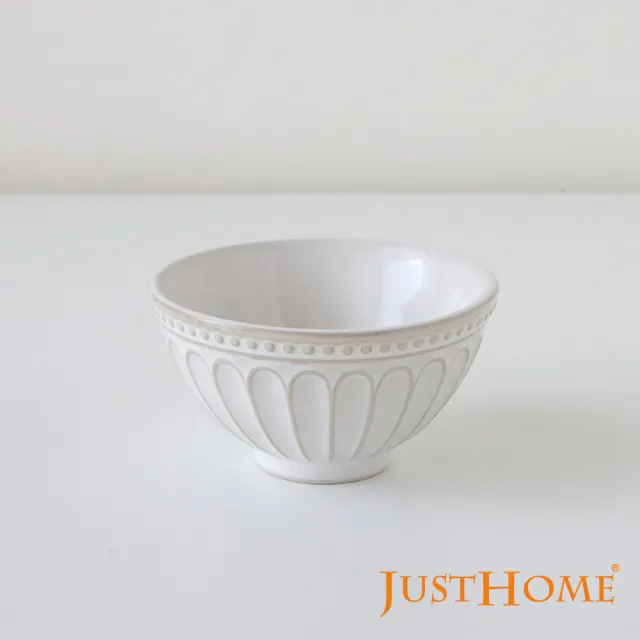 【Just Home】霧白輕奢條紋陶瓷3.5吋碗100ml(可微波 點心碗 醬料碟)