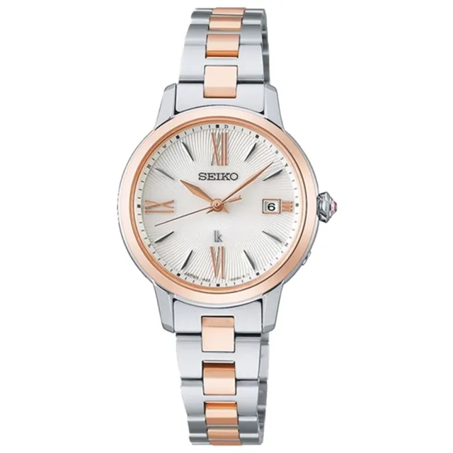 【SEIKO 精工】LUKIA 魅力探索太陽能電波女錶-白x雙色/27.5mm(SSVW206J/1B32-0AY0KS)母親節 禮物