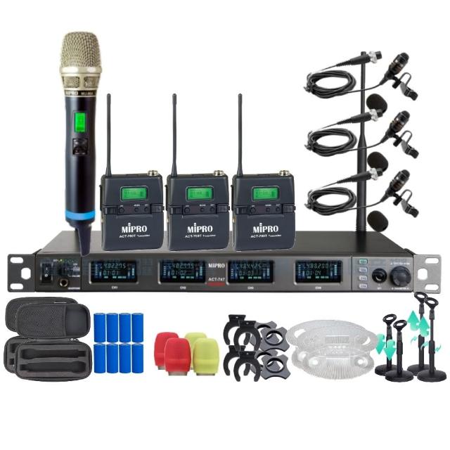 【MIPRO】MIPRO ACT-747 支援Type-C充電 四頻道UHF無線麥克風 搭配手持*1+領夾*3(音響設備)