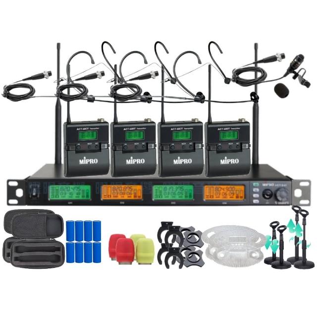 【MIPRO】MIPRO ACT-545 支援Type-C充電 四頻道UHF無線麥克風 搭配領夾*1+頭戴*3(音響設備)