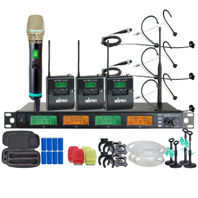 【MIPRO】MIPRO ACT-545 支援Type-C充電 四頻道UHF無線麥克風 搭配手持*1+頭戴*3(音響設備)