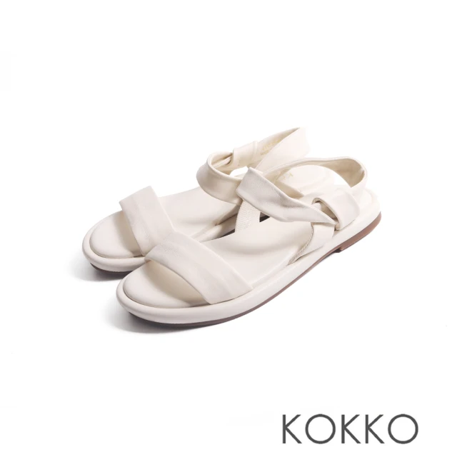 KOKKO 集團 簡約柔軟綿羊皮一字帶涼鞋(白色)優惠推薦